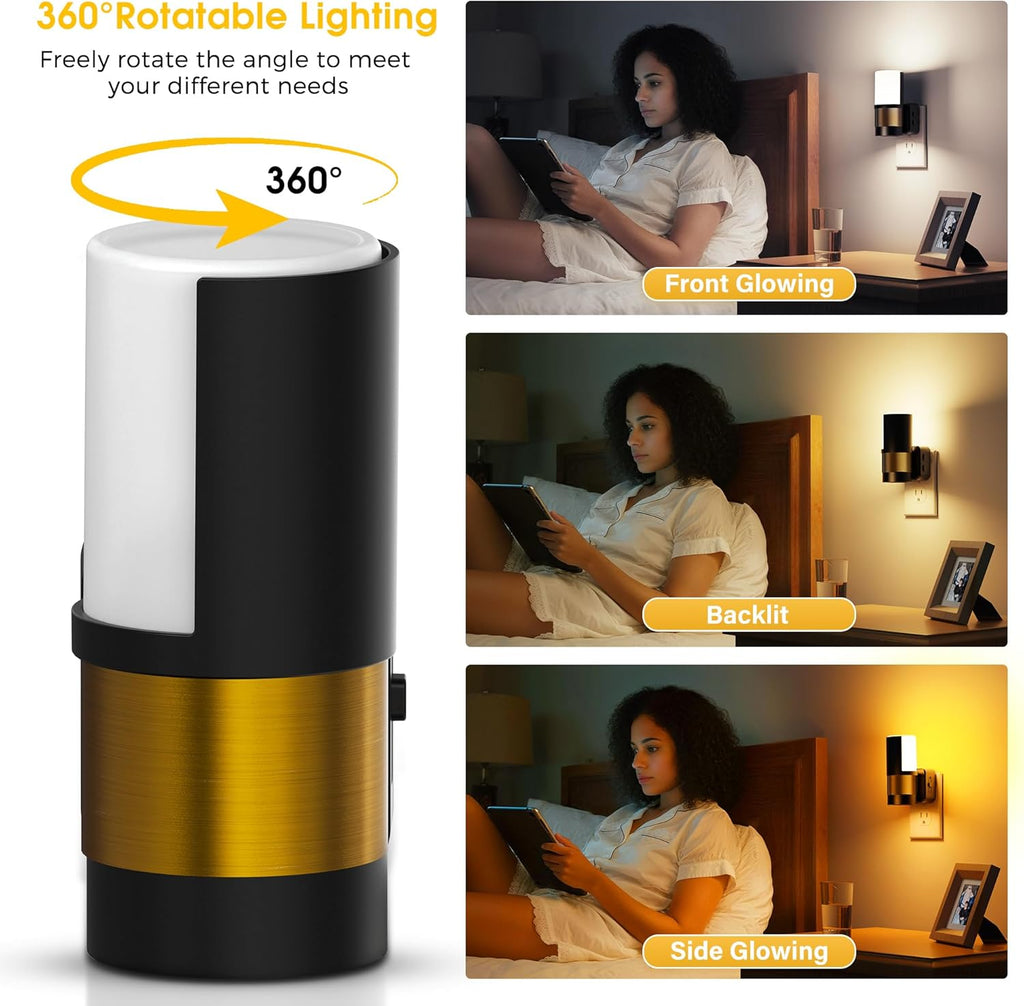 L LOHAS LED Night Lights Plug into Wall, 2 Pack, Plug in Night Light, Soft White/Cool White/Amber, Dimmable Backlit Nightlight with Light…