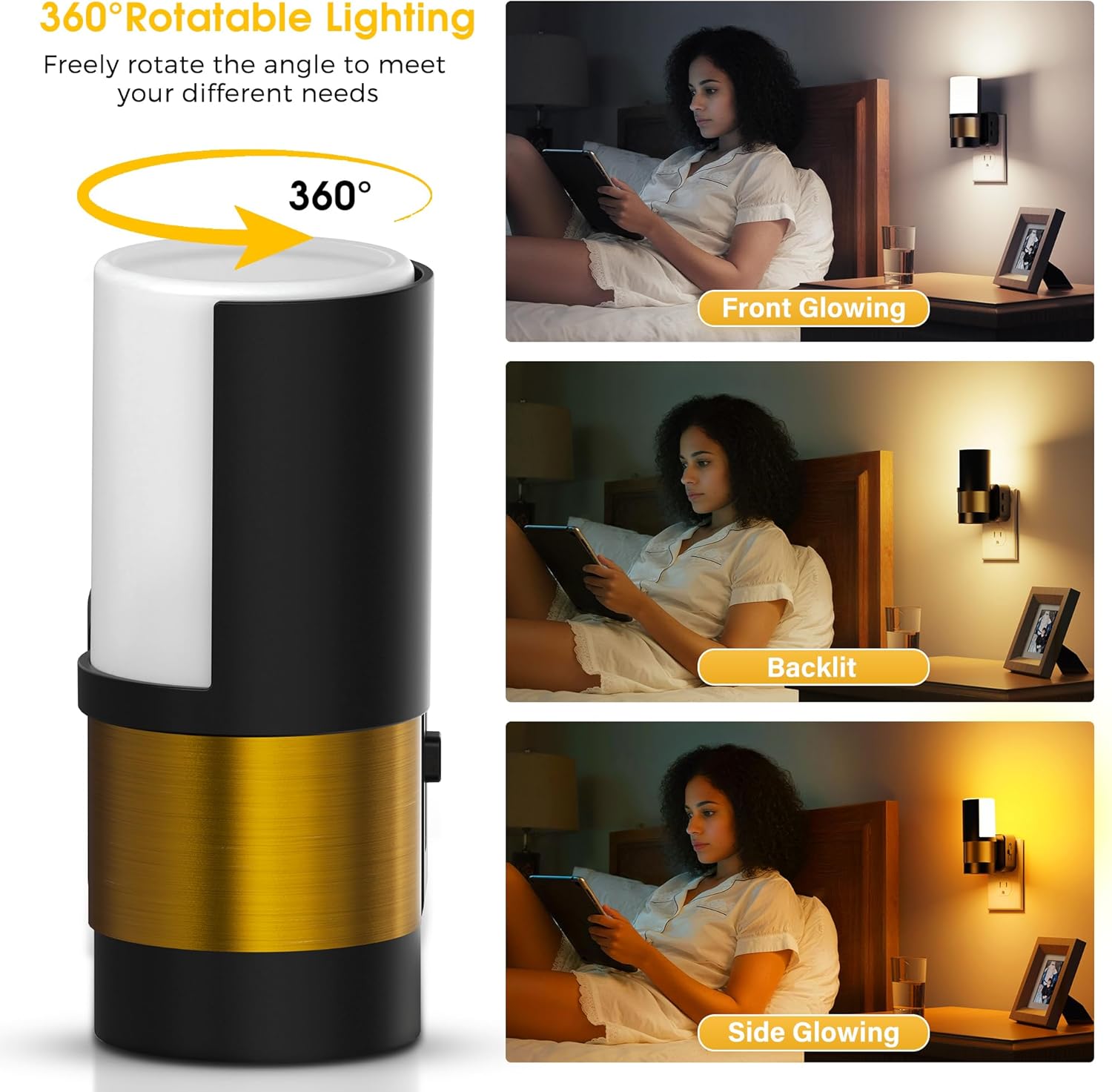 L LOHAS LED Night Lights Plug into Wall, 2 Pack, Plug in Night Light, Soft White/Cool White/Amber, Dimmable Backlit Nightlight with Light…