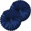 Hig Set of 2 Decorative Round Pleated Throw Pillows, Classy Accent Pumpkin Throw Pillows with Center Button, Vintage Velvet Floor Pillows f…