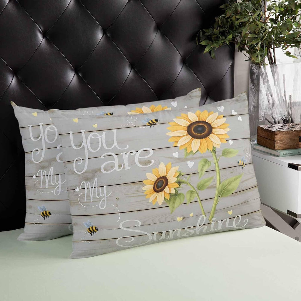Rgaienmelw You Are My Sunshine Throw Pillow Covers Queen Size 20x30 Inches, Rectangle Decorative Pillowcase with Zipper, Yellow Sunflo…