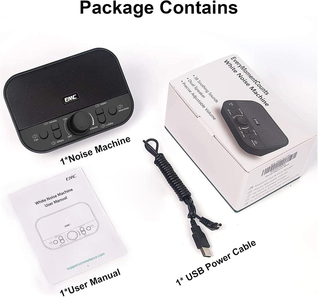 GameXcel White Noise Sound Machine for Sleeping – 38 Non-Looping Sounds Dual Speaker USB Powered Timer Memory – Portable Sleep relaxation…