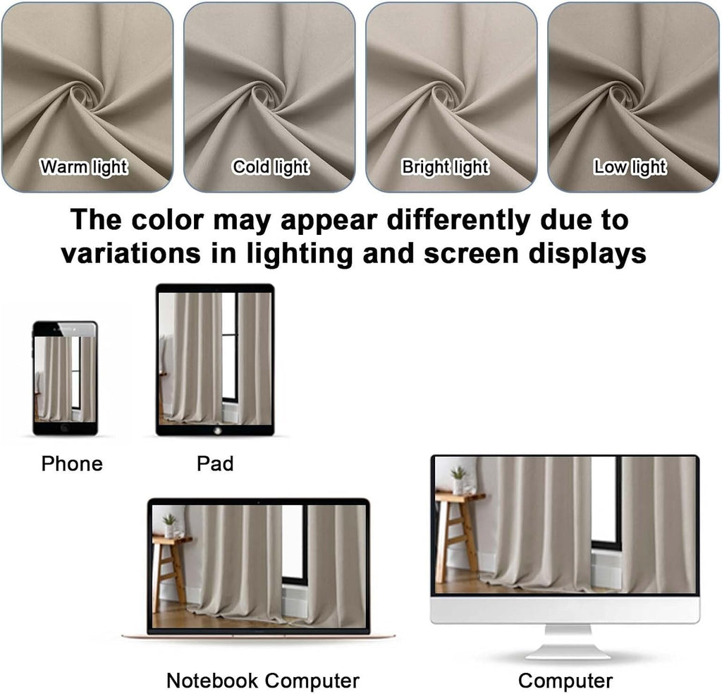 Gwine Stone Blackout Curtains for Bedroom 90 inches Long 2 Panels Set, Solid Noise Reducing Thermal Insulated Blackout Curtains for…