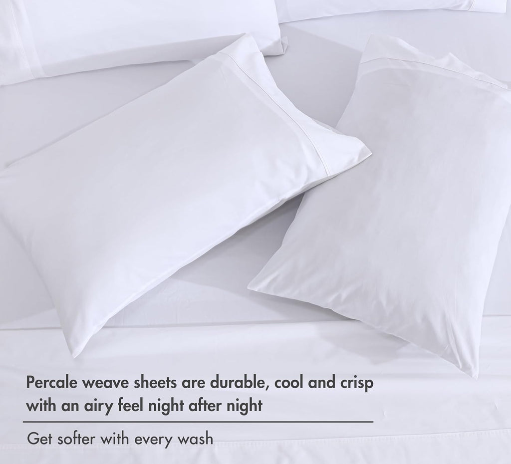 Ruvanti 100% Cotton Percale Sheets Full Size 6 Piece Set, Cooling Bed Sheets for Hot Sleepers, Deep Pocket 16”, Breathable Lightweight & Du…