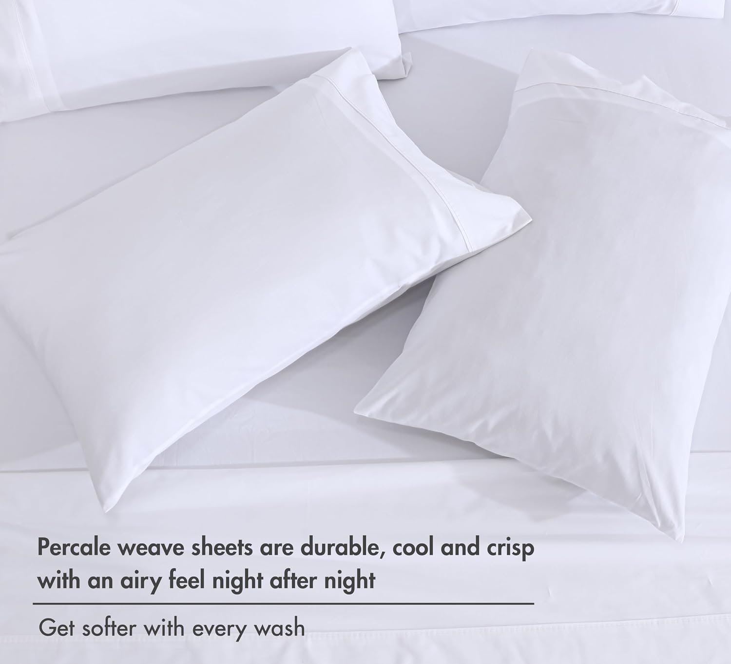 Ruvanti 100% Cotton Percale Sheets Queen Size 6 Piece Set, Cooling Bed Sheets for Hot Sleepers, Deep Pocket 16”, Breathable Lightweight & D…