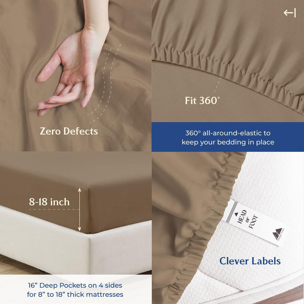 Mayfair Linen 100% Organic Cotton Sheets California King Size - 4 PC Organic Cotton Cal King Size Percale Weave Sheet Set, Soft, Cooling…