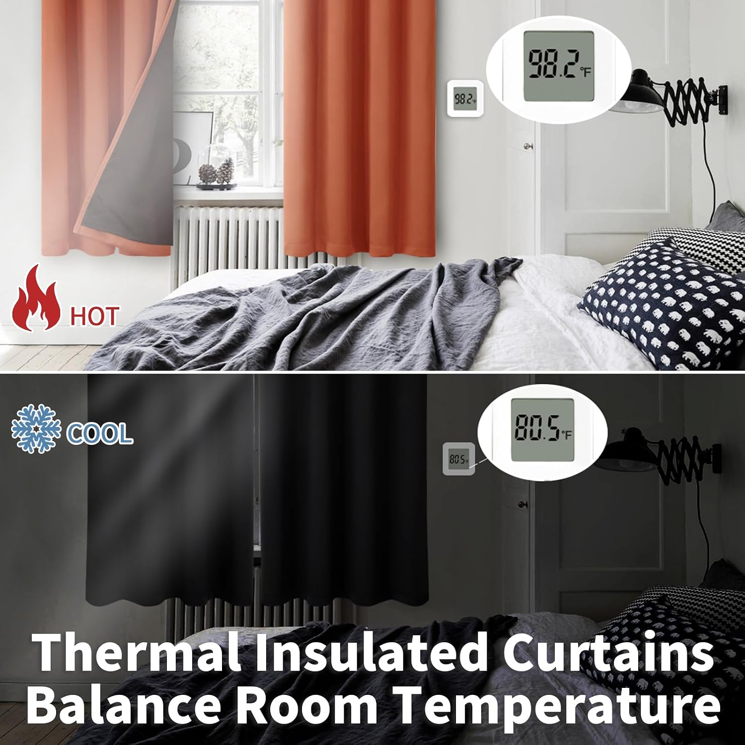 BGment Short 100% Blackout Curtains for Bedroom, Thermal Insulated Energy Efficiency Noise Reducing Grommet Curtains 54 Inch Length with Li…