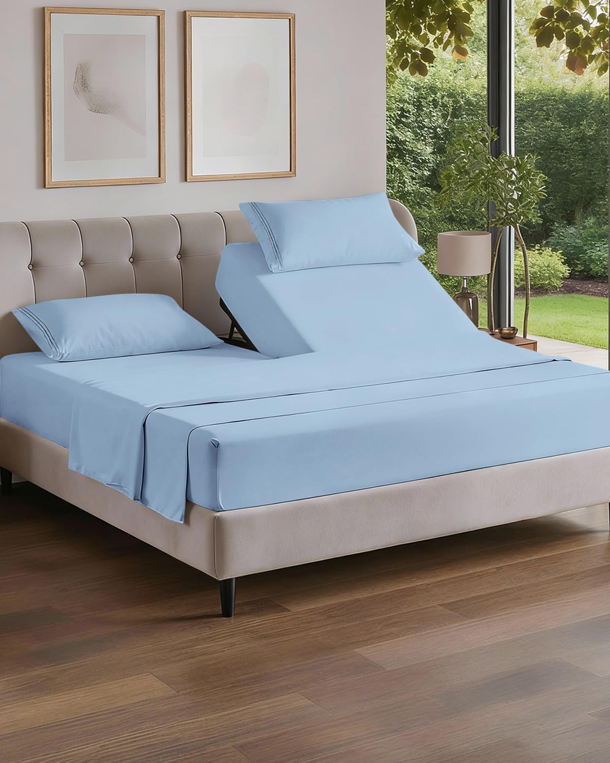 Flex Top Split Head King 4 Piece Sheet Set - Ultra-Soft, Breathable & Cooling Bed Sheets Set - Hotel Luxury Bedding for Women & Men with…