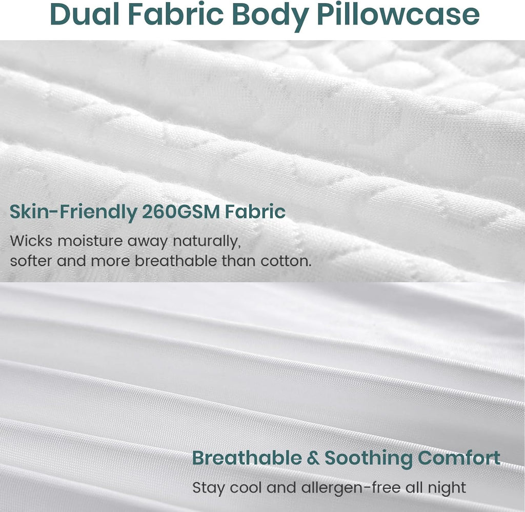 Rainmr Extra Long Body Pillow Memory Foam 180x50cm – Firm King Size Body Pillows for Adults – with Cooling Cover 21 x 72 inches