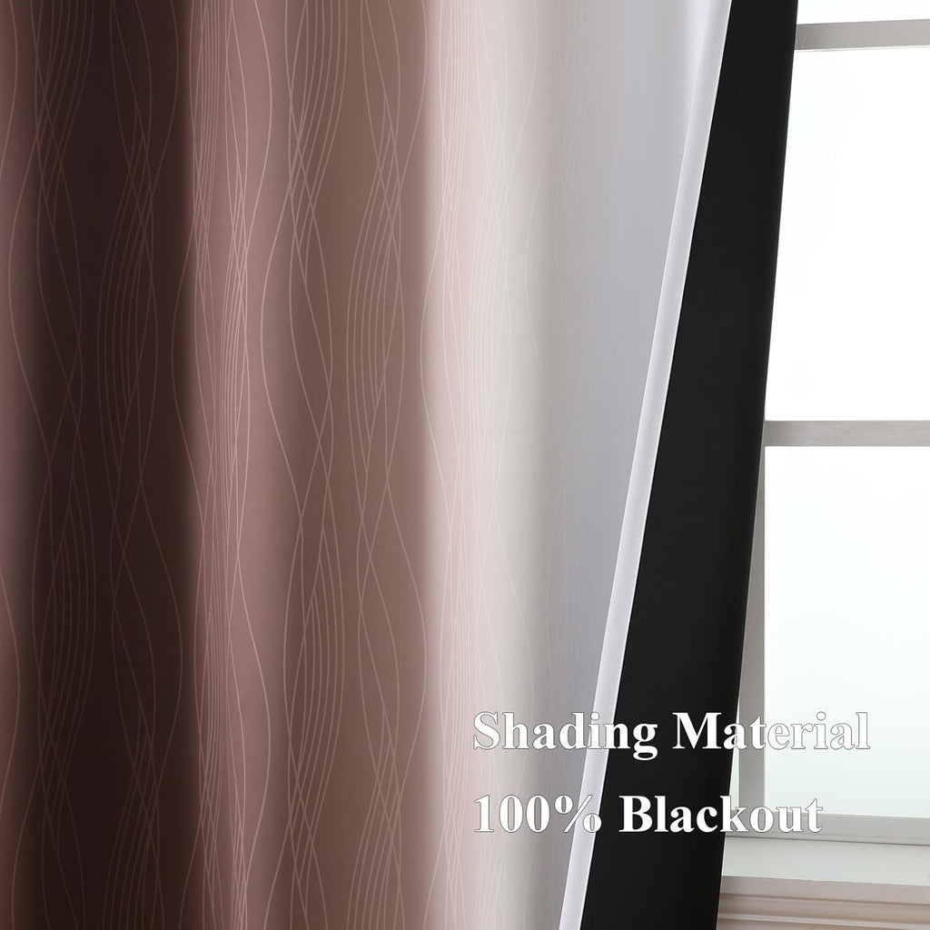 Estelartextiler Estelar Textiler Brown and Greyish White Gradient Blackout Curtains for Bedroom, Thermal Insulated Ombre Blackout Drapes, F…