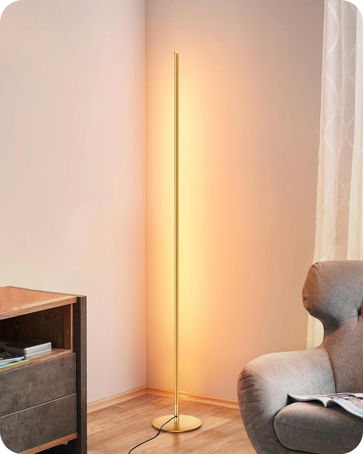 EDISHINE Floor Lamp, Remote Control & Foot Switch Floor Lamps for Living Room, 10%-100% Dimmable Standing Lamp with 7 Color Temperature…