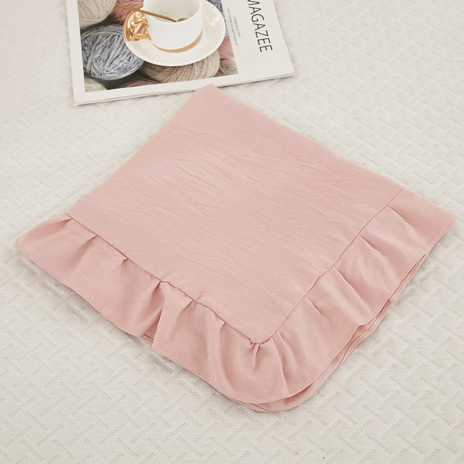 Merryword Pink Body Pillow Cover 20x54inches Long Pillowcase Ruffled Pillowcases Shabby Chic Ruffled Fringe Decor Body Ruffled Pillow Sham…