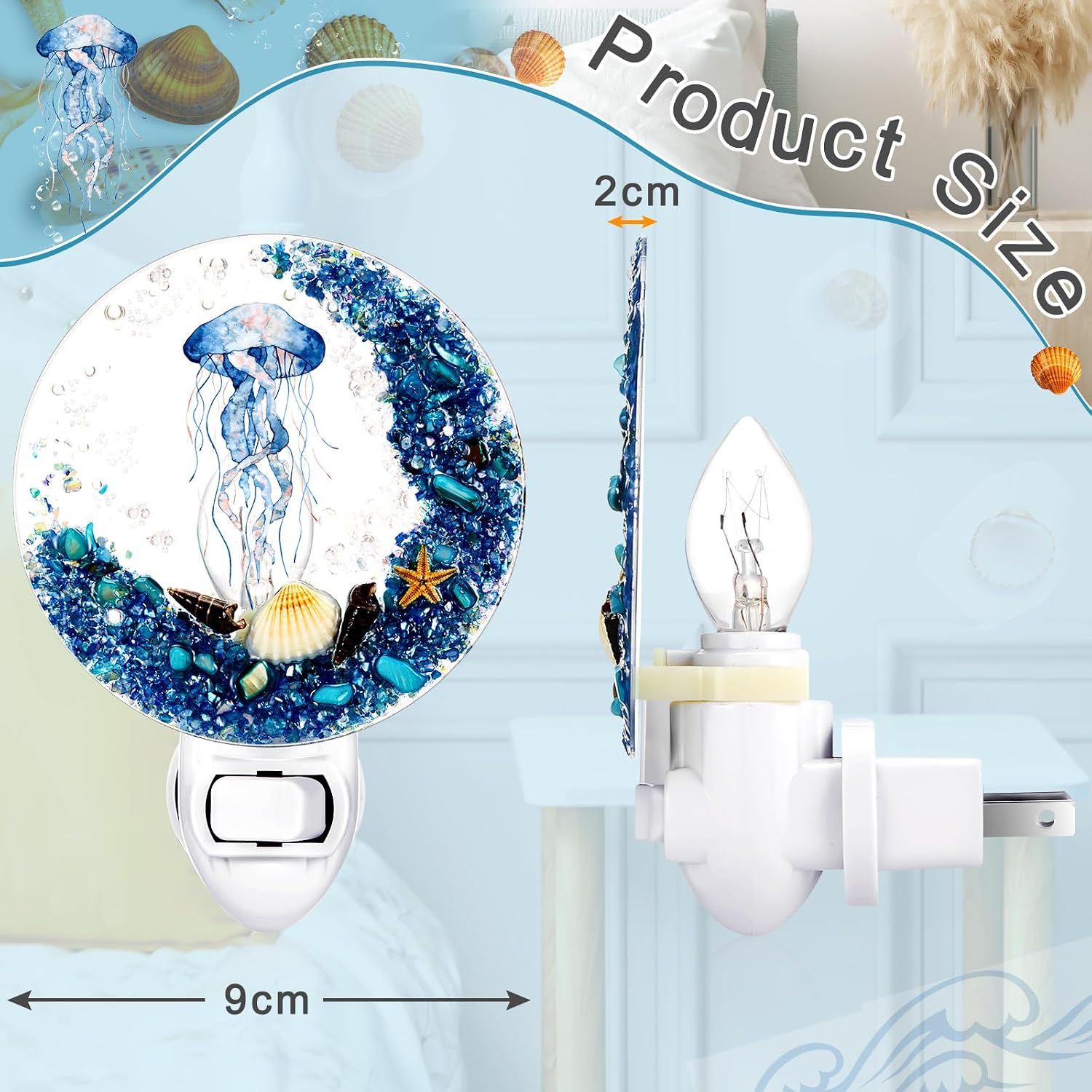 Hortsun Plug in Seashell Night Light Ocean Sea Animal Decorative Night Light Plug in Beach Lamps Vintage Ocean Lamps for Adult for Home…