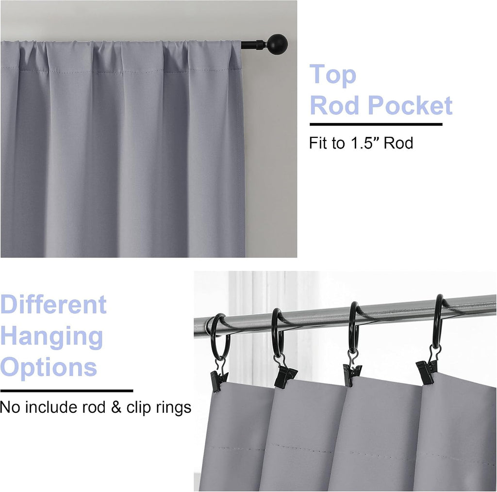 Simplebrand Ava Silver Grey Short 36 Inches Blackout Curtain 2 Panels Set, Half Window Rod Pocket Privacy Curtain Tiers for Kitchen, Curtai…