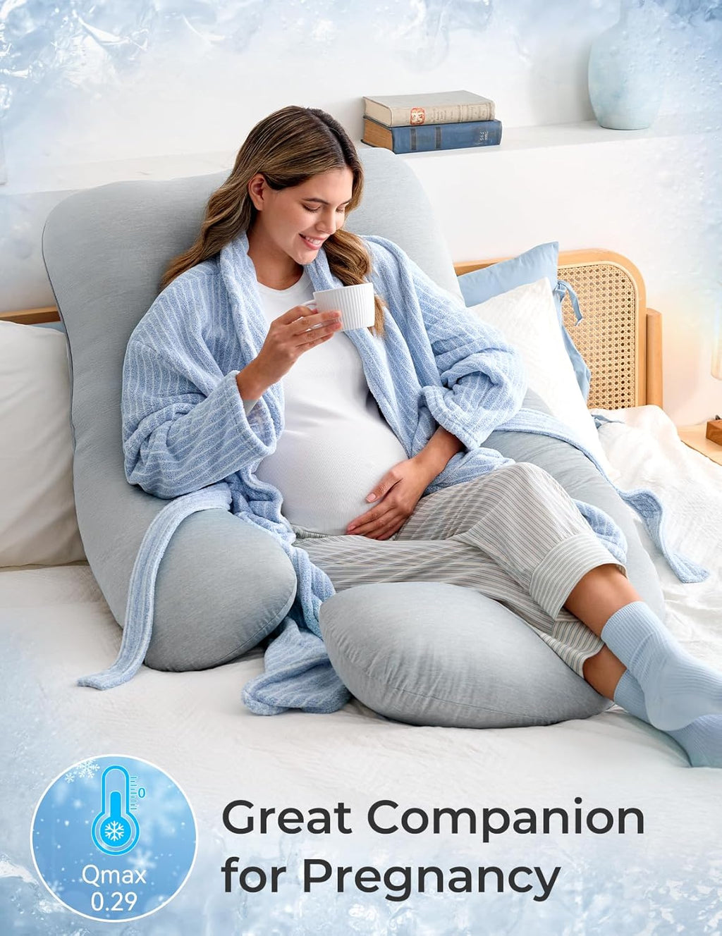 Momcozy Pregnancy Pillows with Cooling Cover, U-Shaped Full Body Maternity Pillow for Side Sleepers 57 Inch - Support for Back, Hip…