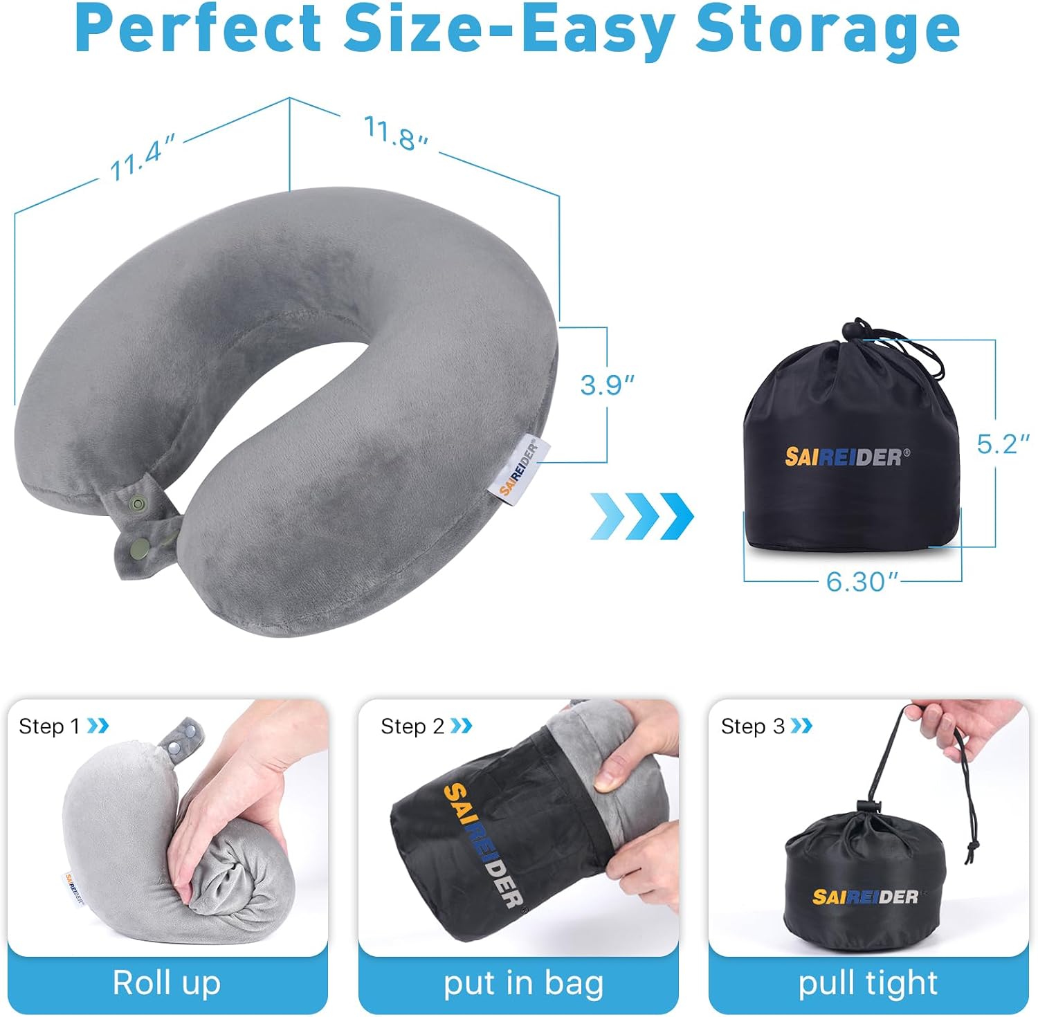 Saireider Airplane Pillow 100% Memory Foam Neck Pillow for Airplanes Flight Rest Adjustable Travel Neck Support Pillows-help reduce The…