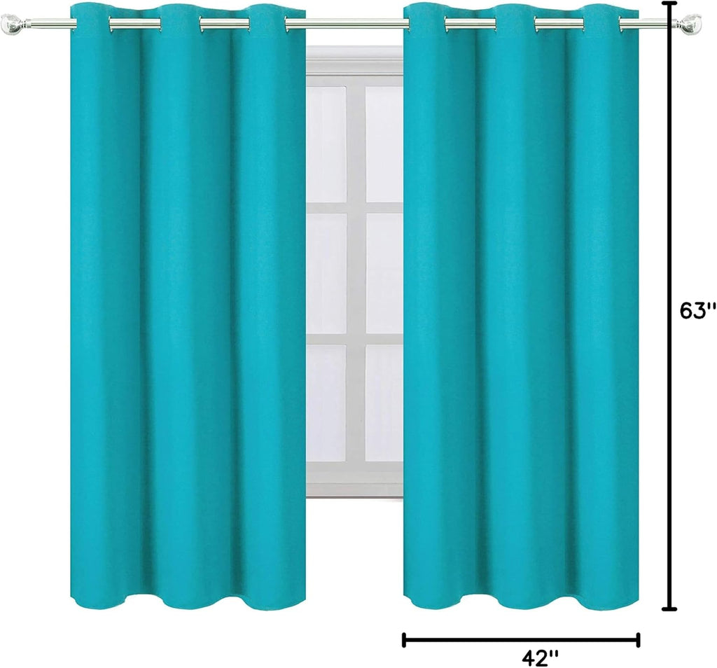 Lemomo Teal/Turquoise Blackout Curtains/42 x 63 Inch Length Kids Curtains/Set of 2 Panels Grommet Bedroom Curtains for Living Room 63 Inch…