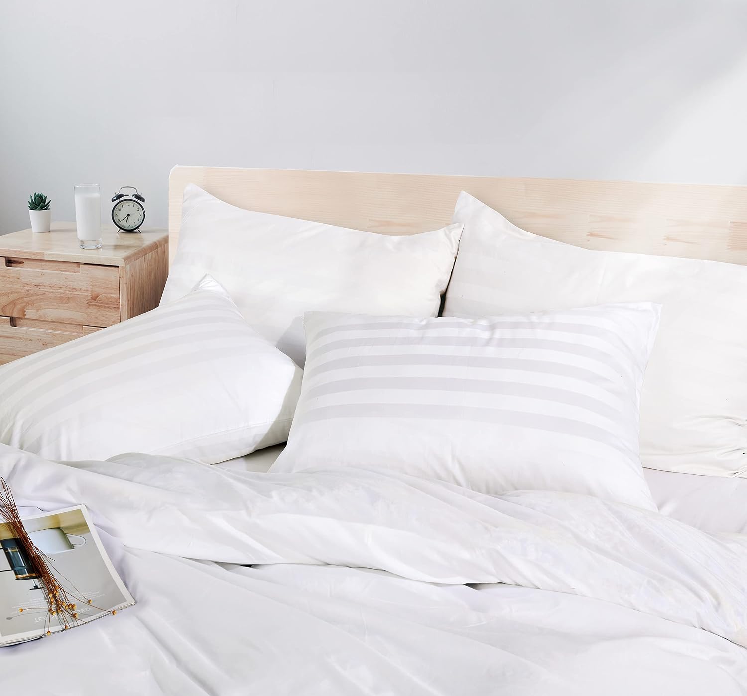 ShunjieHome 100% Egyptian Cotton King Pillow Protectors Set of 4, 400 Thread Count Sateen Weave White Pillowcase, easy maintenance…