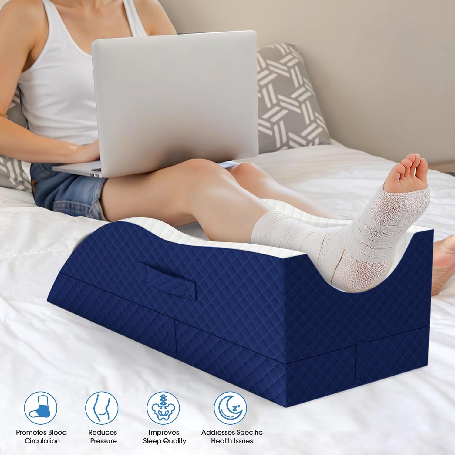 TranquilRelax TranquilRelax Elevation Pillows for Leg After Surgery, Memory Foam Adjustable Wedge Pillow for Injury or Rest, Ankle P…