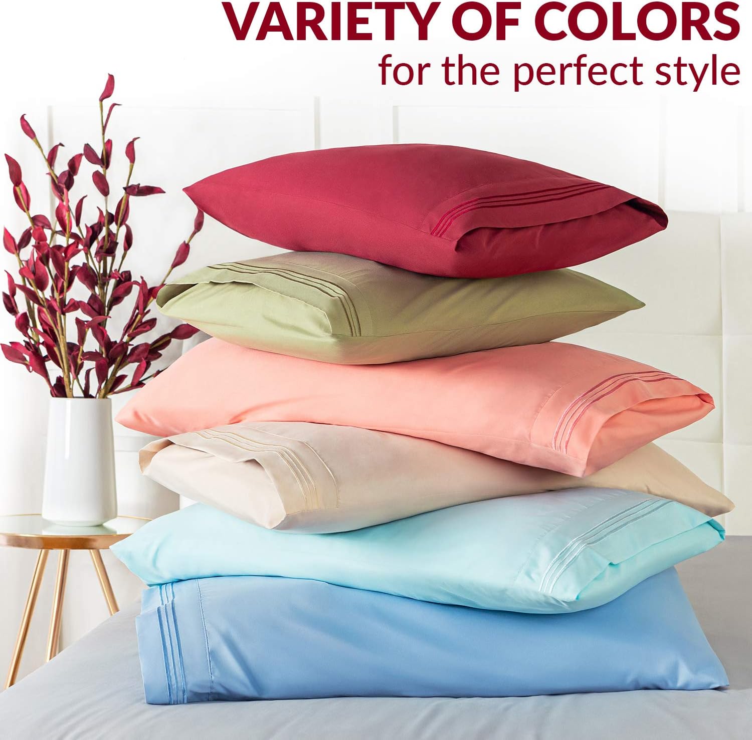 Mellanni Pillow Cases - Luxury, Extra Soft, Cooling Pillow Covers - 2 PC Iconic Collection Pillowcases - Envelope Closure (Standard/Queen 2…