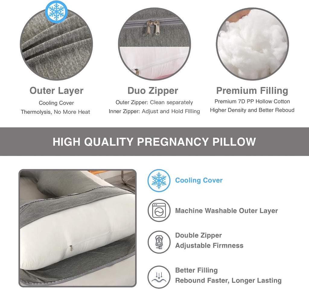 ALLOPERA Pregnancy Pillow, Full Body Maternity Pillow 57 inch, with Removable Washable Cover - Sleep Support for Legs, Back, Neck…