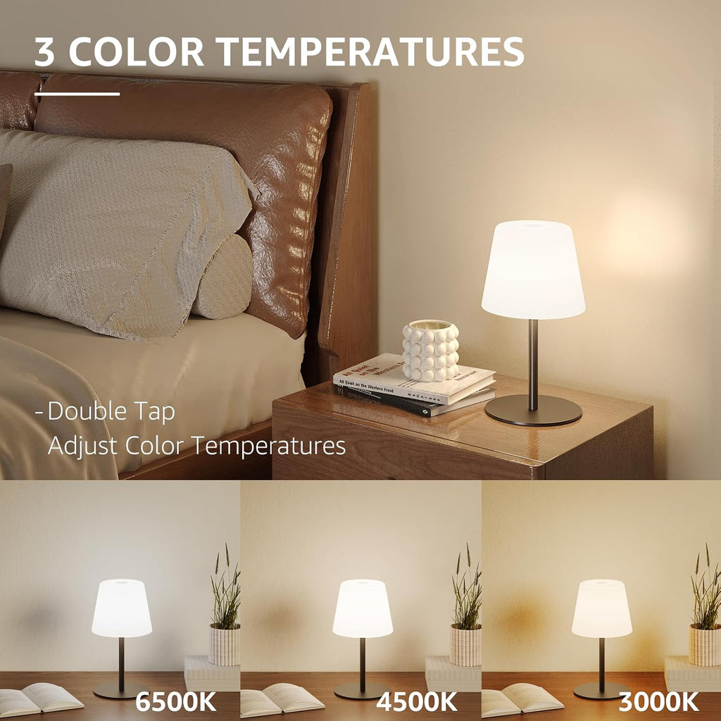 Waterproof Rechargeable Shower Lamp, Cordless Bathroom Table Lamp with 4000mAh Battery, 3 Color Temperatures Dimmable, Portable LED…