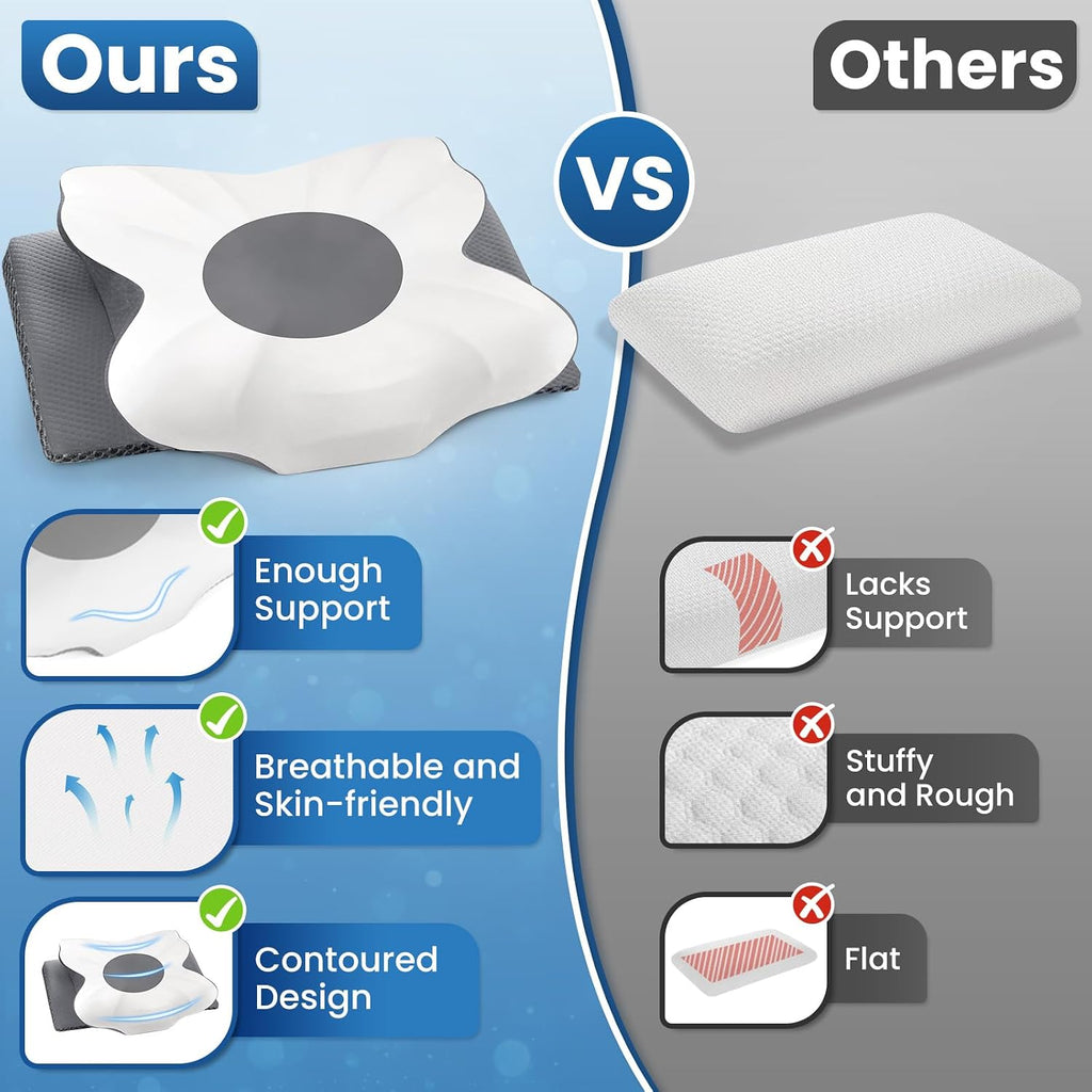 TranquilZone Memory Foam Bed Pillow – Contour Support Pillow for Side & Back Sleepers, Soft Ergonomic Design, Cooling Breathable Cov…