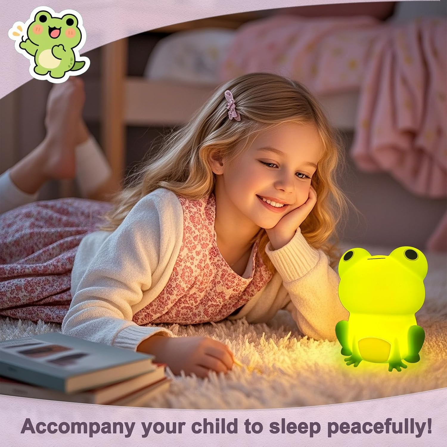 Frog Night Light, Frog Gifts, Cute Silicone Nursery Rechargeable Dimmable Bedside Lamp, Kids' Bedroom Decor, Gift for Children, Teens…