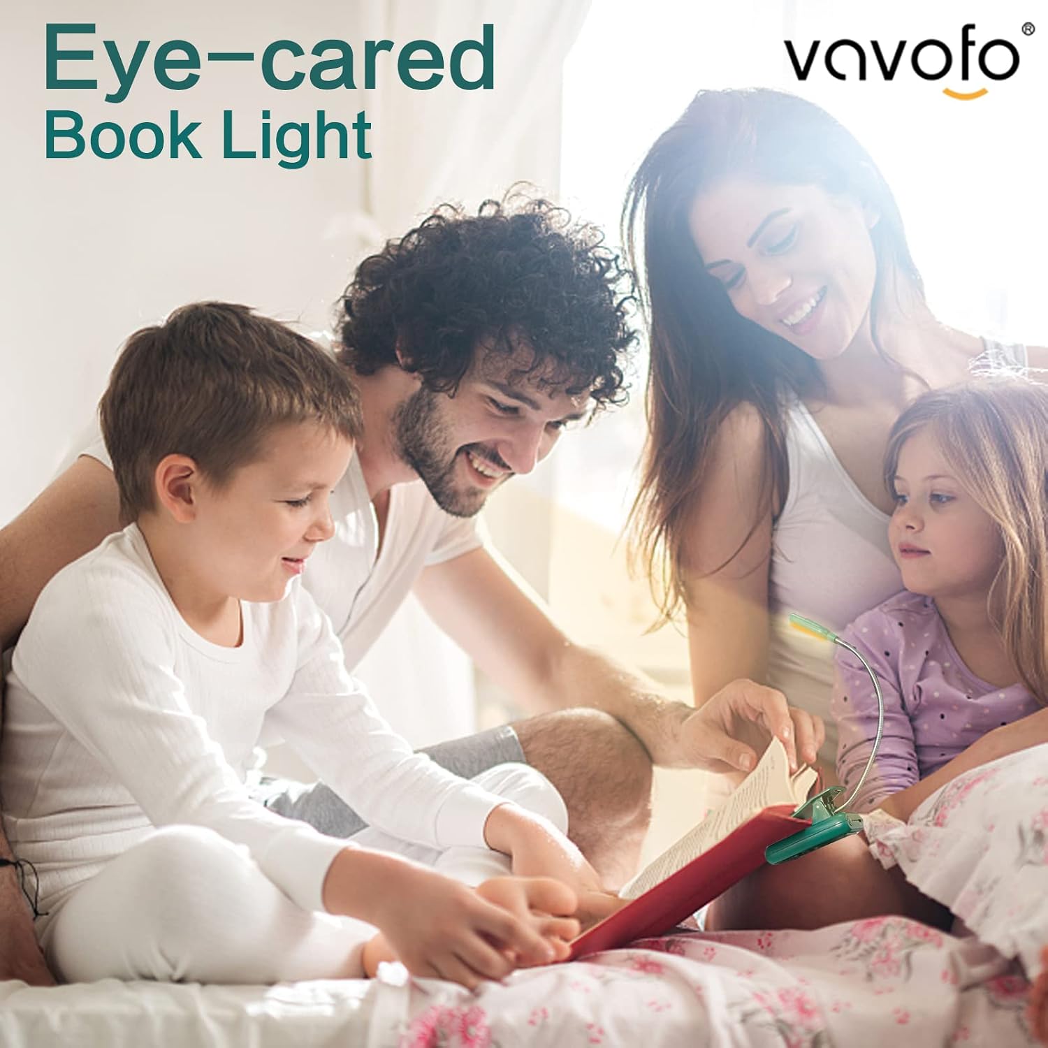 Vavofo Rechargeable Book Light for Reading in Bed Kids, 7 LED Reading Light with 9-Level Warm Cool White Daylight, Eye comfort Lamp with…