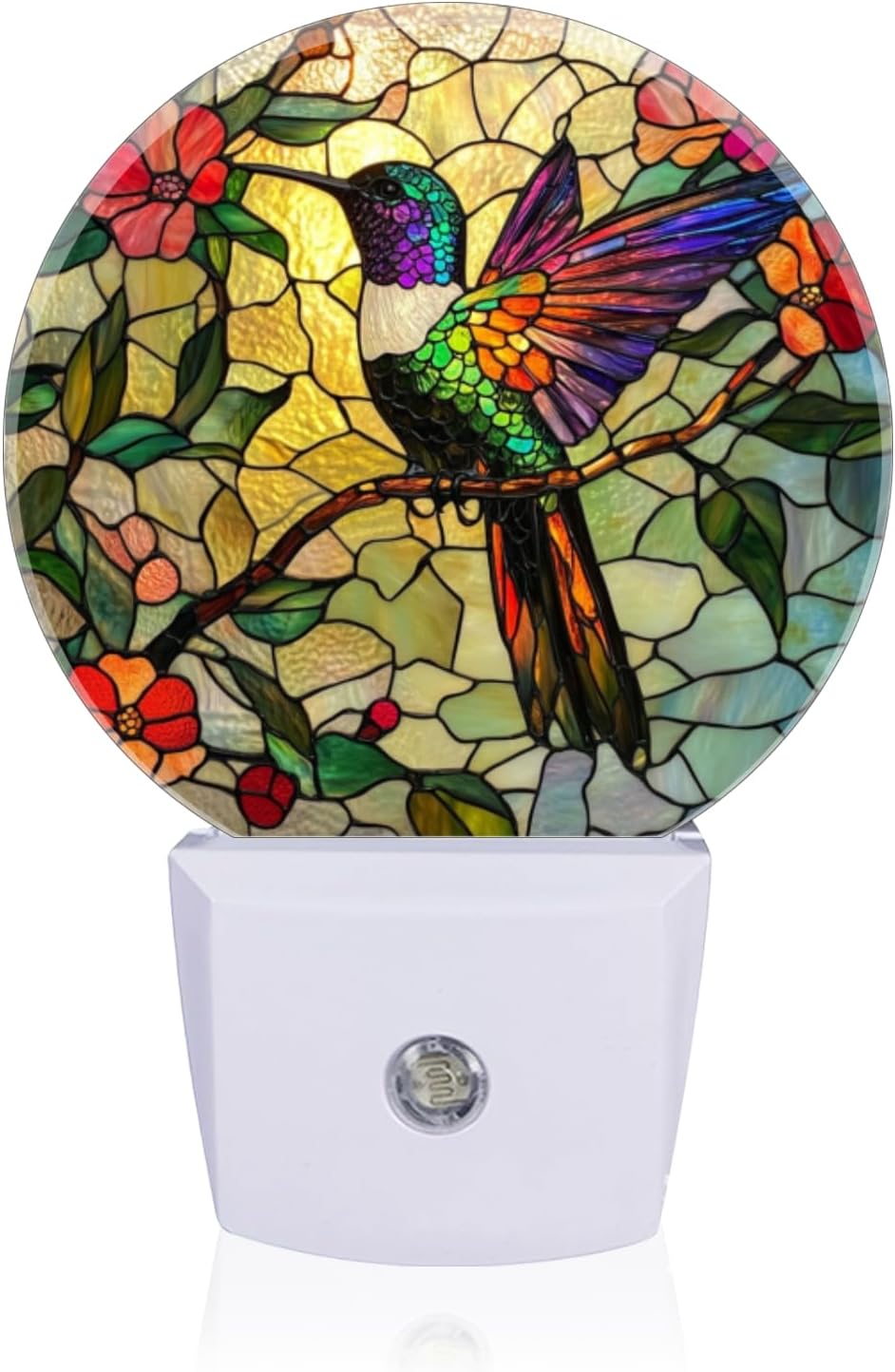 LED Night Lights Lamp with Dusk to Dawn Sensor, Colorful Hummingbird Perched On Branch Night Light Plug Into Wall for Kids Room, Bedroom…