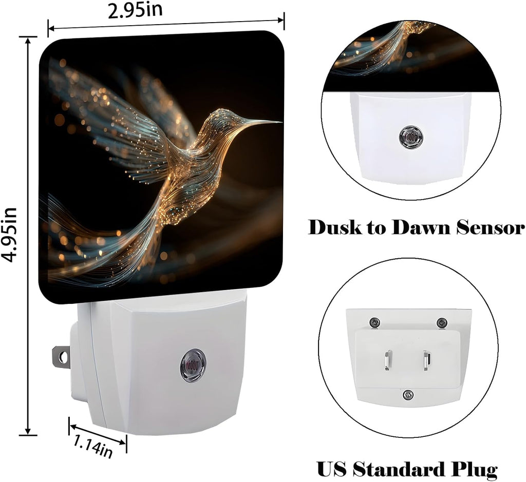 Hummingbird Night Light, Plug-in Night Lights with Dusk-to-Dawn Sensor for Stairway, Hallway, Bedroom Sleep Friendly Ideal for…