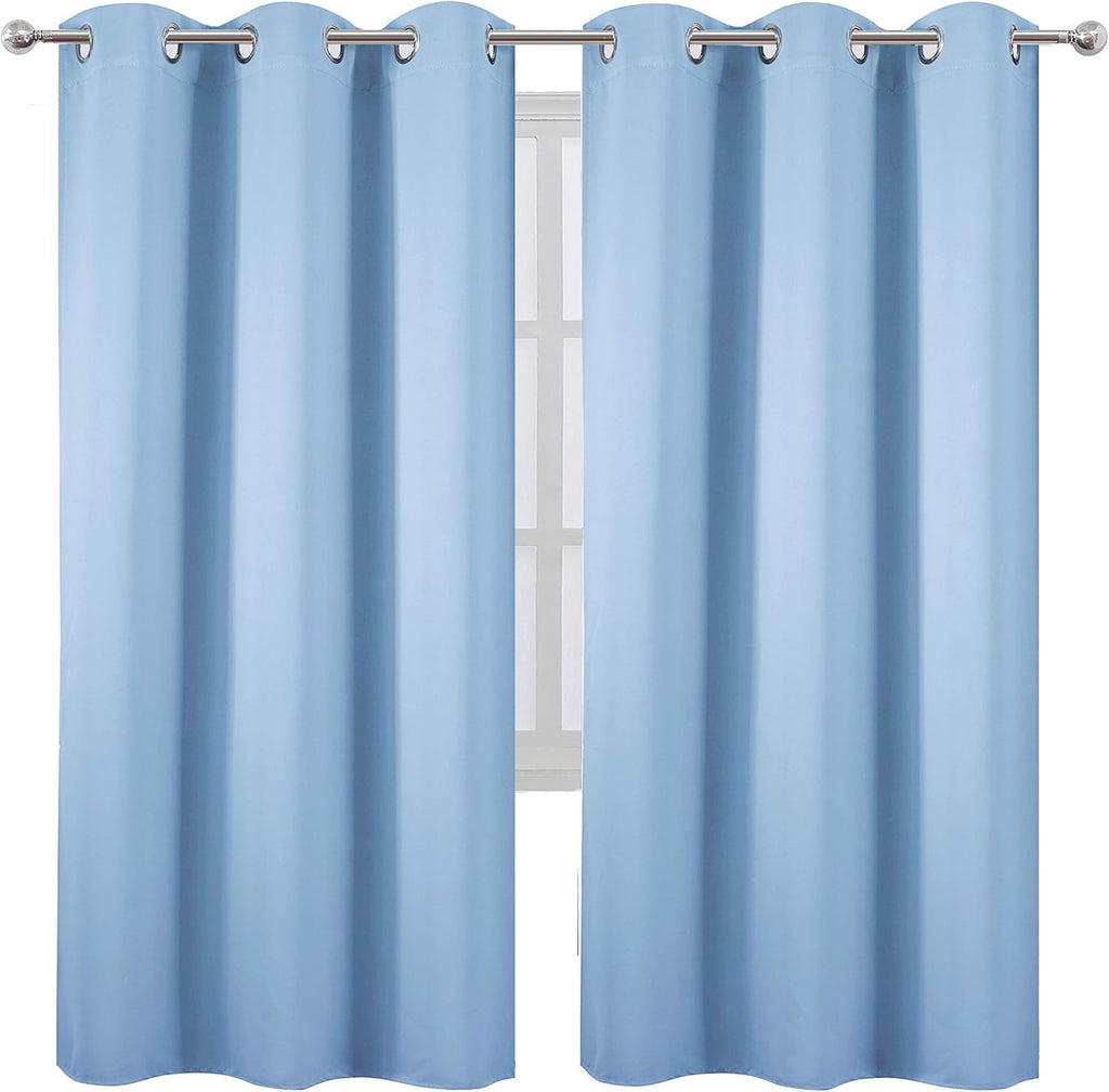 Lemomo Sky Blue Thermal Blackout Curtains/42 x 72 Inch/Set of 2 Panels Room Darkening Curtains for Bedroom 72 Inch Blue