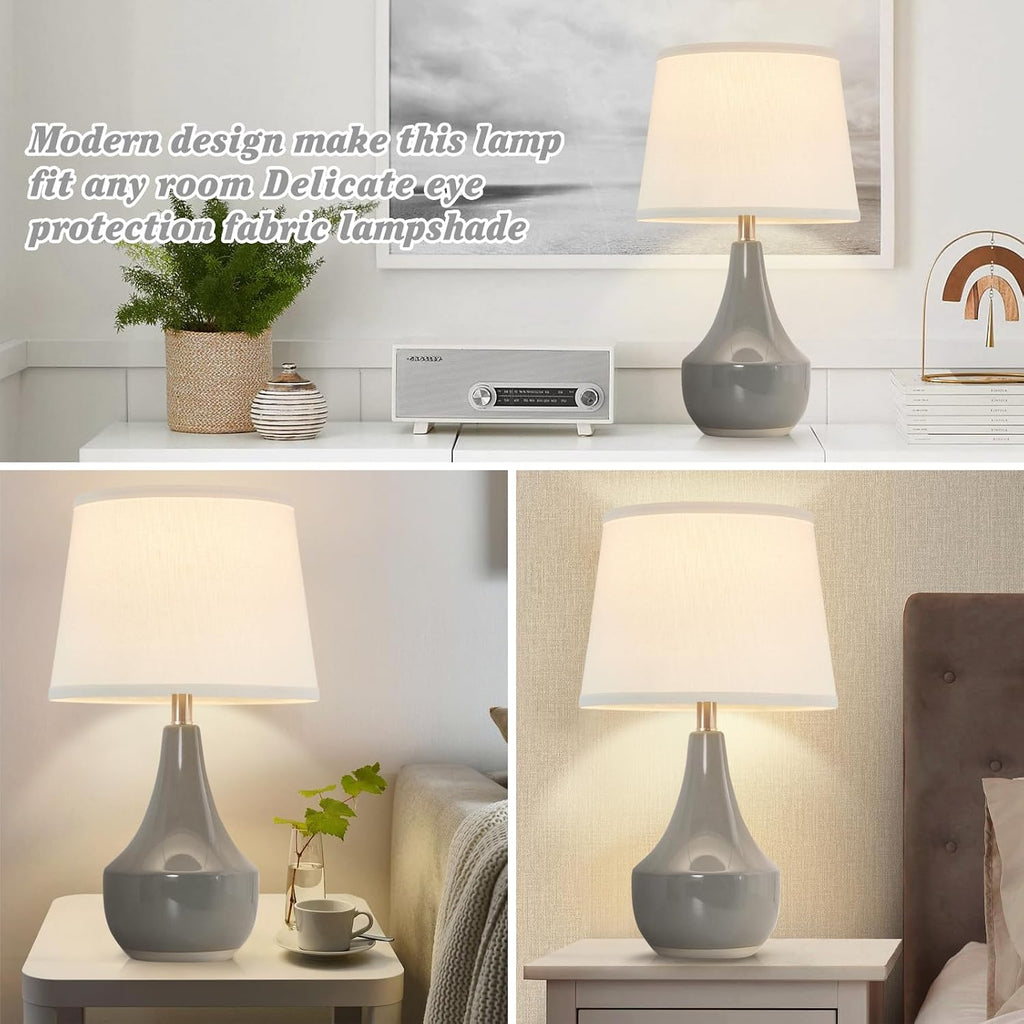 GyroVu 18" Table Lamp Set of 2, Ceramic Table Lamp Classic Beside Lamps Nightstand Lamp Modern Lamp for Living Room, Bedroom & Office…