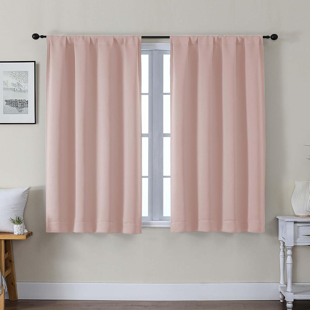 Gwine Valentine's Day Blackout Curtains for Bedroom 45 Inch Length, Thermal Insulated Room Darkening Short Curtains, Rod Pocket Drapes…