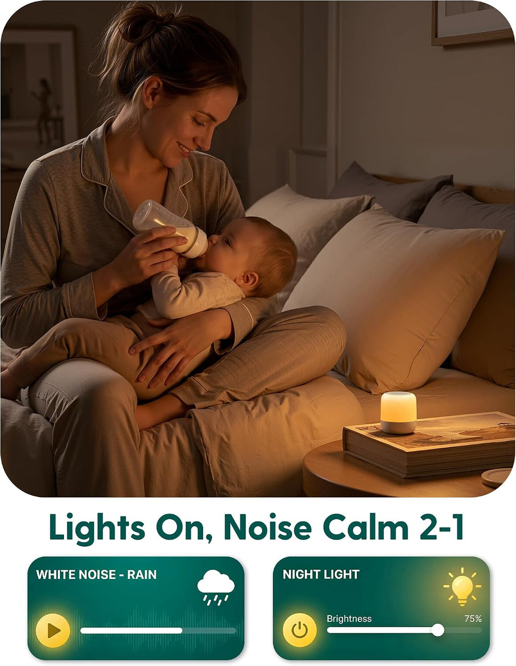 Babelio Pocket Glow White Noise Sound Machine - Upgraded 9 Color Night Lights, 20 Non-Looping Sounds, Timer & Memory Function, Portable for…