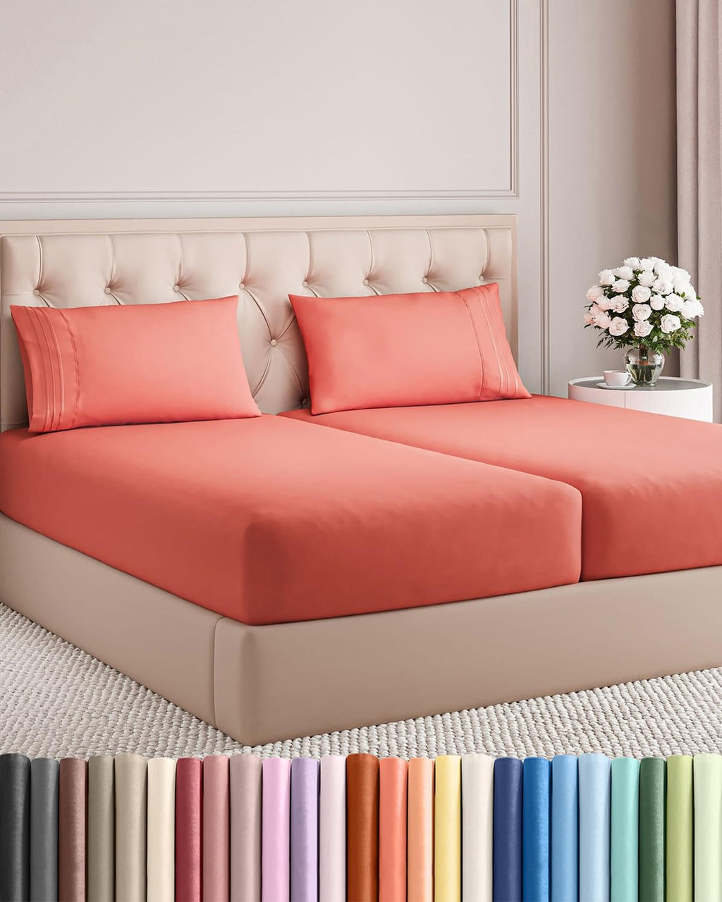 Split King Size 5 Piece Sheet Set - Comfy Breathable & Cooling Sheets - Hotel Luxury Bed Sheets for Women & Men - Deep Pockets, Easy-Fit…