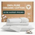 100% GOTS Certified Organic Cotton Sheets King Size - Luxurious 415 Thread Count, Oeko-Tex Certified, Silky Sateen Weave with Hemstitch…