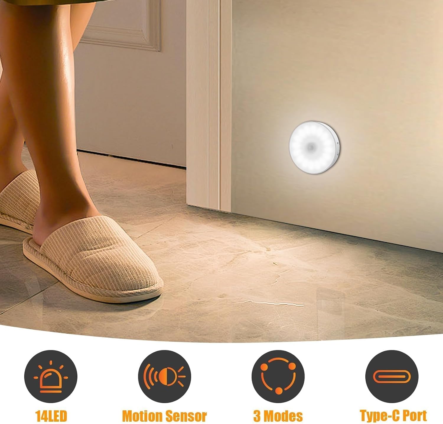 6 Pack Motion Sensor Light Indoor [Upgraded 14 LEDs], USB Rechargeable Night Light, Long Last Battery & 3 Light Modes, Wireless Magnetic…