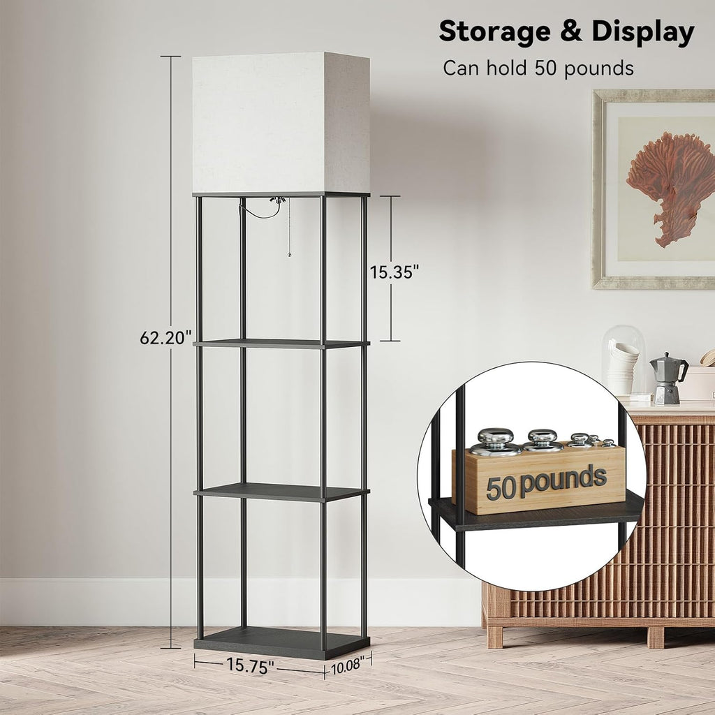 SUNMORY Large Size Floor Lamp with Shelves, 4-Tier Modern Standing Lamp with 3 Color Temperature Bulb, Tall Floor Lamp with Shelf, Corner…