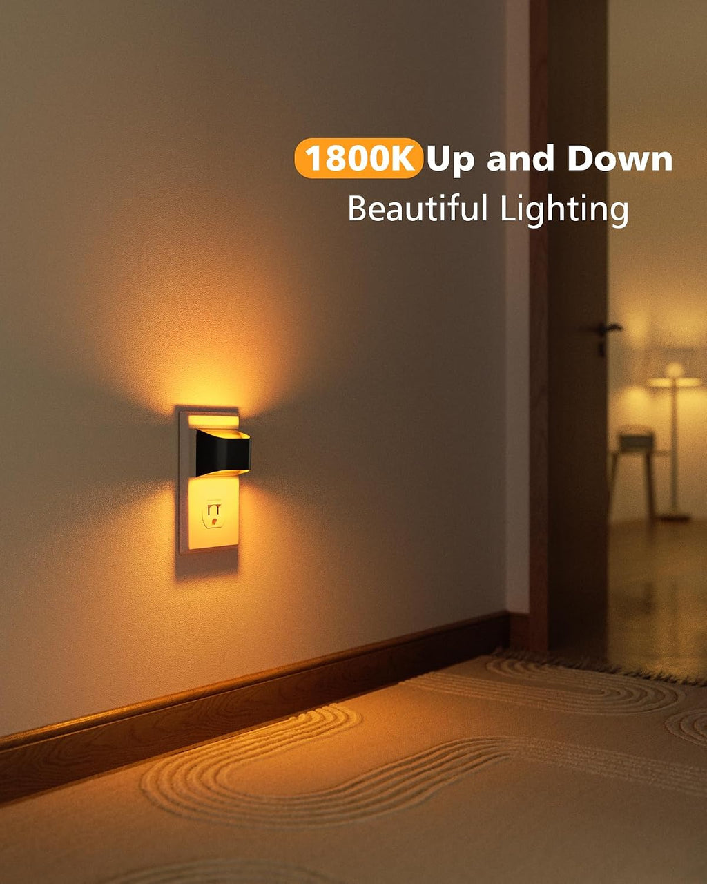 Volisun Amber Night Light, 4 Pack Up and Down LED Night Light with Dusk to Dawn Light Sensor, 1800K Night Lights Plug into Wall for Hallway…