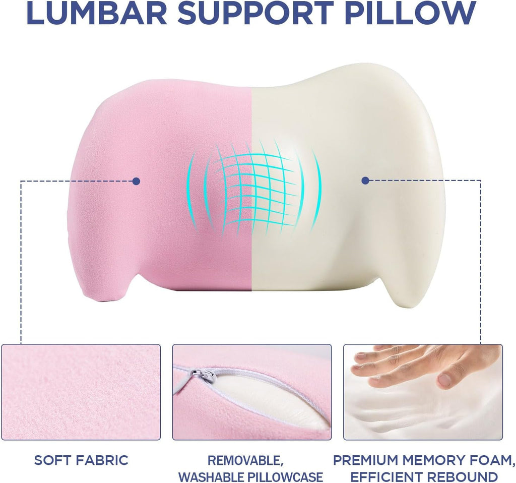 Bymecost Lumbar Support Pillow for Office Chair, Car Lumbar Pillow Lower Back, Memory Foam Back Cushion with Adjustable Straps, Ergonomic…
