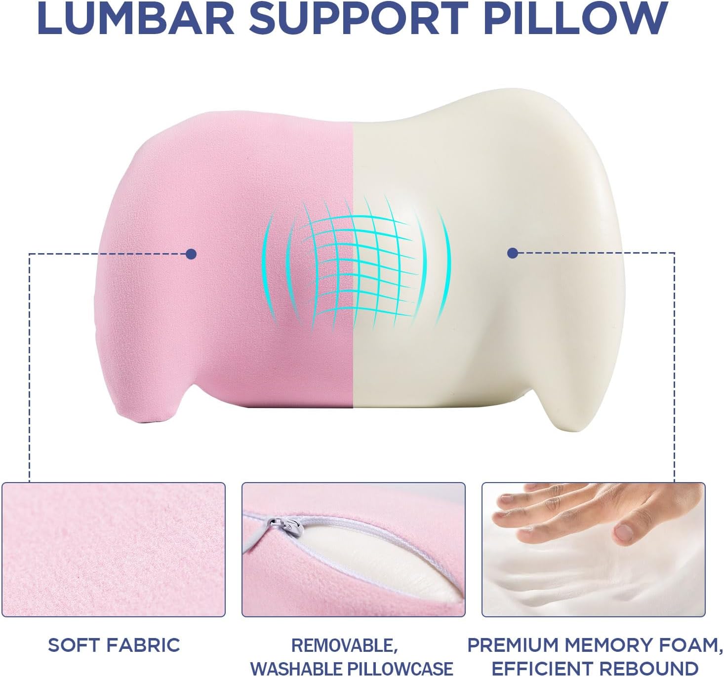 Bymecost Lumbar Support Pillow for Office Chair, Car Lumbar Pillow Lower Back, Memory Foam Back Cushion with Adjustable Straps, Ergonomic…