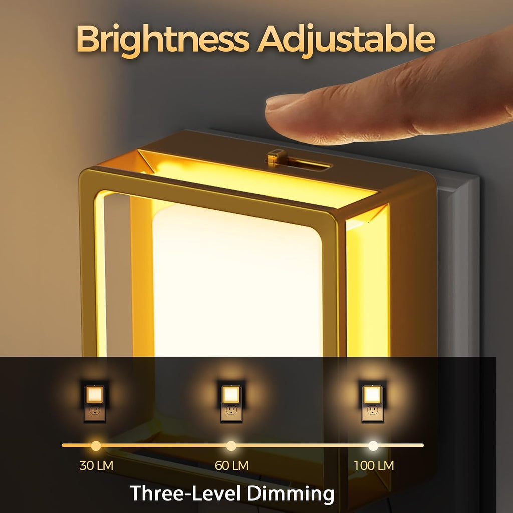 DORESshop Night Light, Night Lights Plug into Wall,2 Pack 3000K LED Nightlight with Adjustable Brightness, Automatic Night Light Plug in…