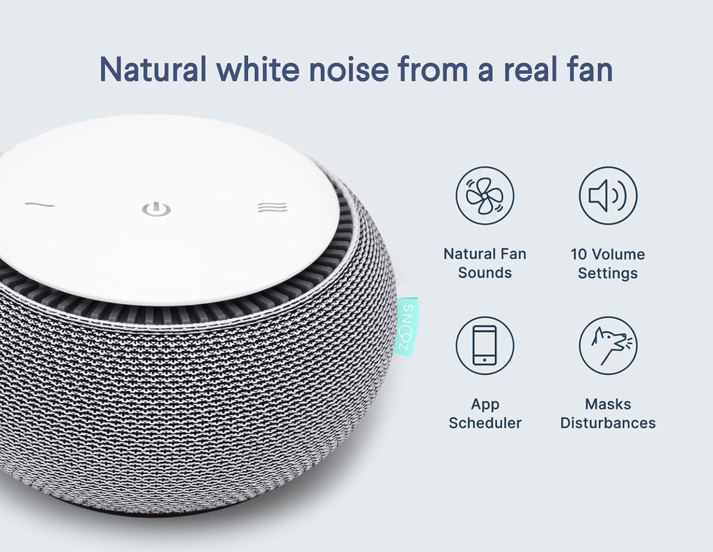 Snooz Smart White Noise Machine - Real Fan Inside for Non-Looping Sound, Portable for Adults, Dogs, Travel, Home, Bedroom, Sleepi…