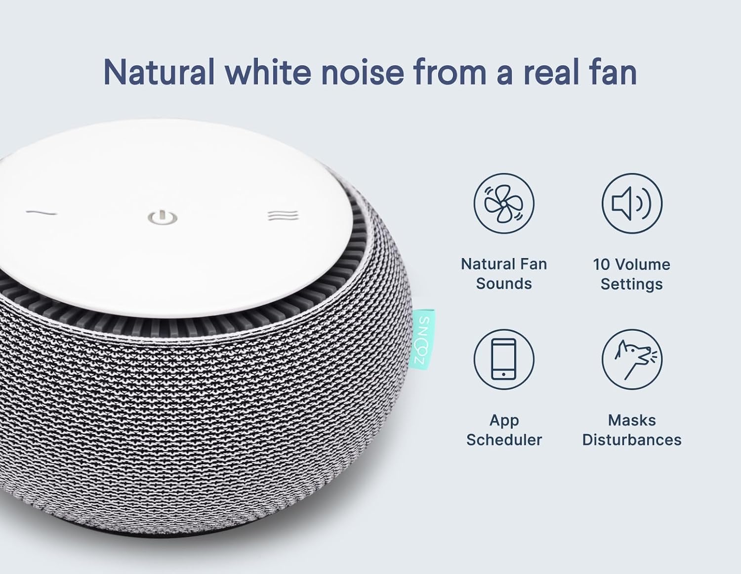 Snooz Smart White Noise Machine - Real Fan Inside for Non-Looping Sound, Portable for Adults, Dogs, Travel, Home, Bedroom, Sleepi…