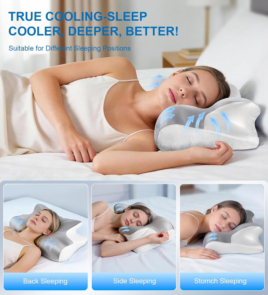 FancyHomeFancyLife Neck Cervical Pillow, Side Sleeper Pillow for Neck Pain, Support Ergonomic Contour Silky Smooth Luxury Memory Foam Pillo…