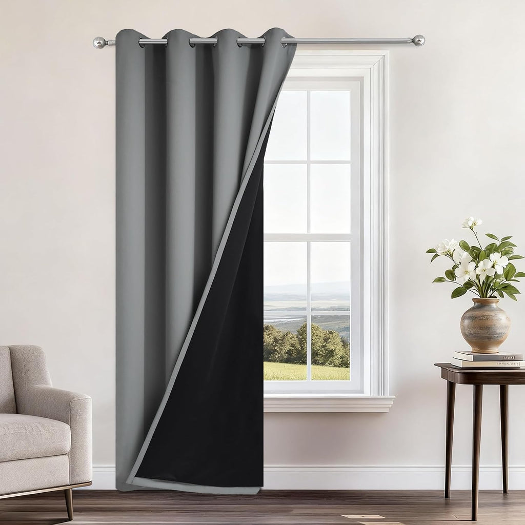 Yakamok 100% Blackout Curtains 84 Inches Long, 2 Thick Layers Heat and Full Light Blocking Soft Thermal Insulated Drapes for Bedroom(52" Wi…
