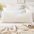 decorUhome Summer Cozy Faux Fur Throw Pillow Covers 14x36 Set of 1 Decorative Soft Plush Striped Lumbar Modern Farmhouse Boho Couch Pillow…