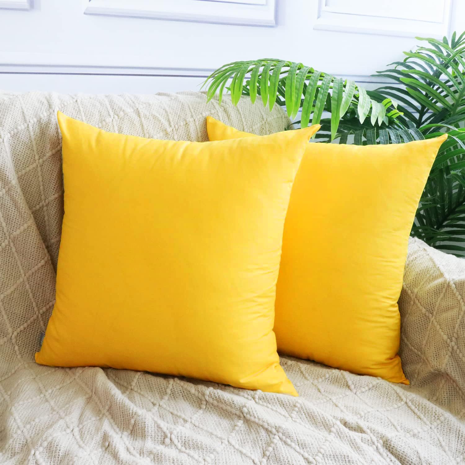 Thmyo 4-Pack 100% Cotton Comfortable Solid Decorative Throw Pillow Cases Square Cushion Covers Sublimation Blank DIY Throw Pillowcase (Only…