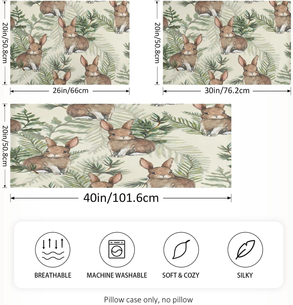 YETTASBIN Easter Bunny Satin Pillowcase, Soft Breathable Silk Pillow Case with Envelope Closure for Hair and Skin, Standard Size 26 x 20…