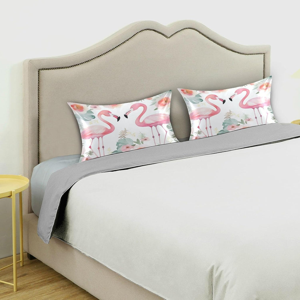 YETTASBIN Floral Flamingos Satin Pillowcase, Soft Breathable Silk Pillow Case with Envelope Closure for Hair and Skin, Standard Size 26 x…